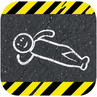 Chalk Me Pretty app icon — a chalk outline on asphalt with caution tape
